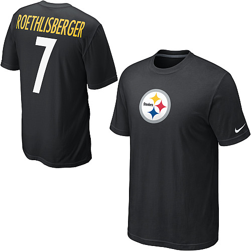 Nike Pittsburgh Steelers #7 Ben Roethlisberger Name & Number NFL T-Shirt - Black